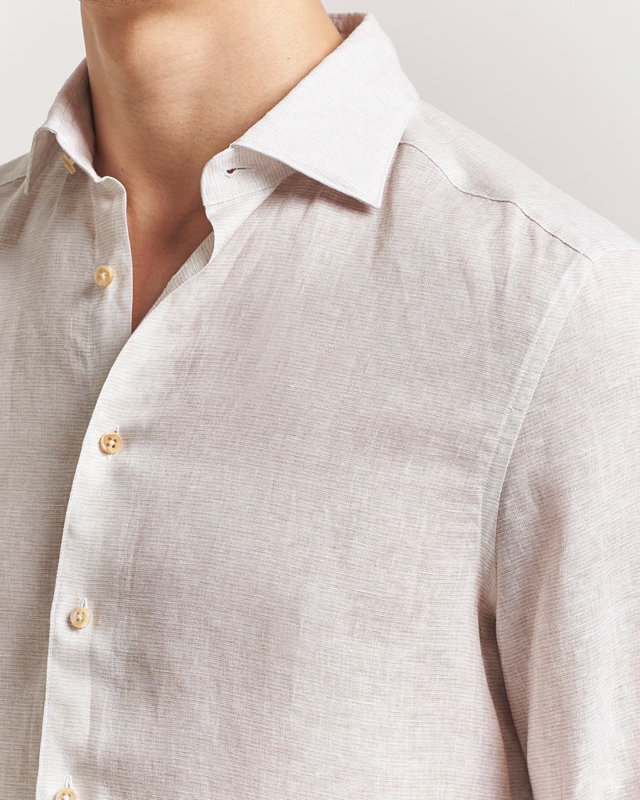 Homme | Chemises | Stenströms | Slimline Linen/Lycell Shirt Light Grey