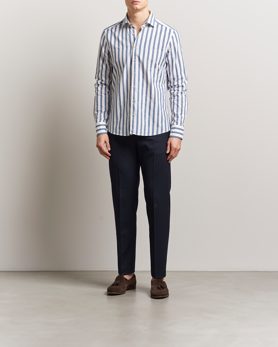 Homme | Chemises | Stenströms | Slimline Striped Casual Shirt Blue/White