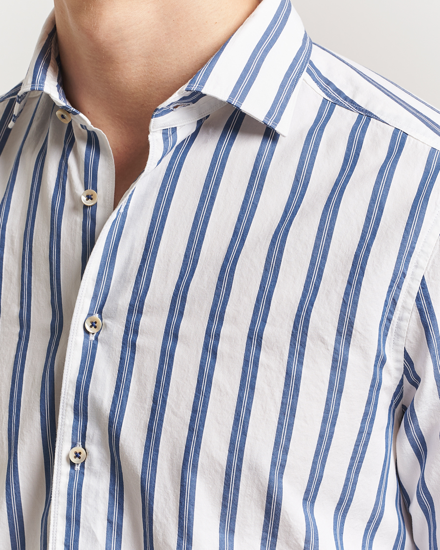 Homme | Chemises | Stenströms | Slimline Striped Casual Shirt Blue/White