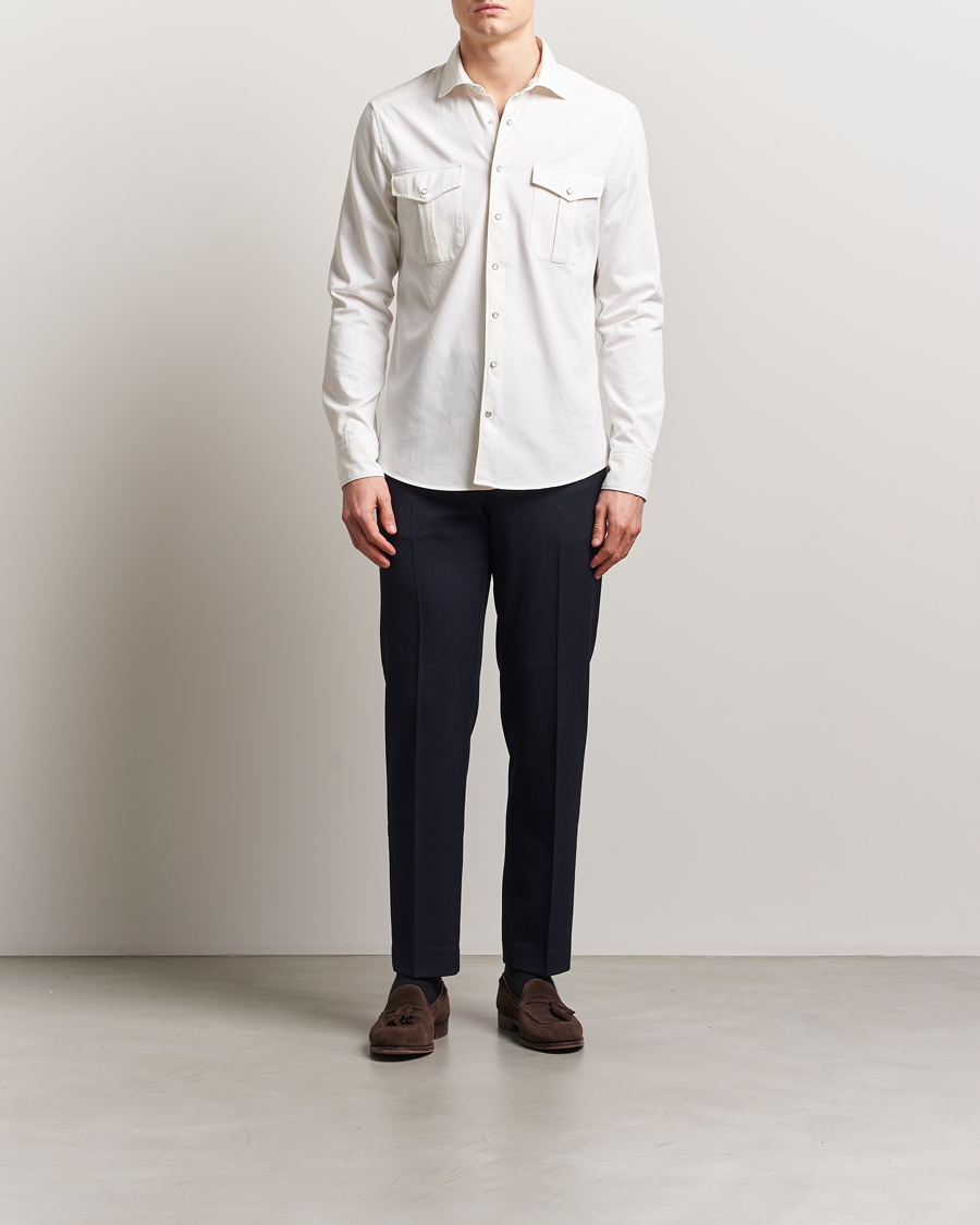 Homme | Chemises | Stenströms | Slimline Double Pocket Shirt White