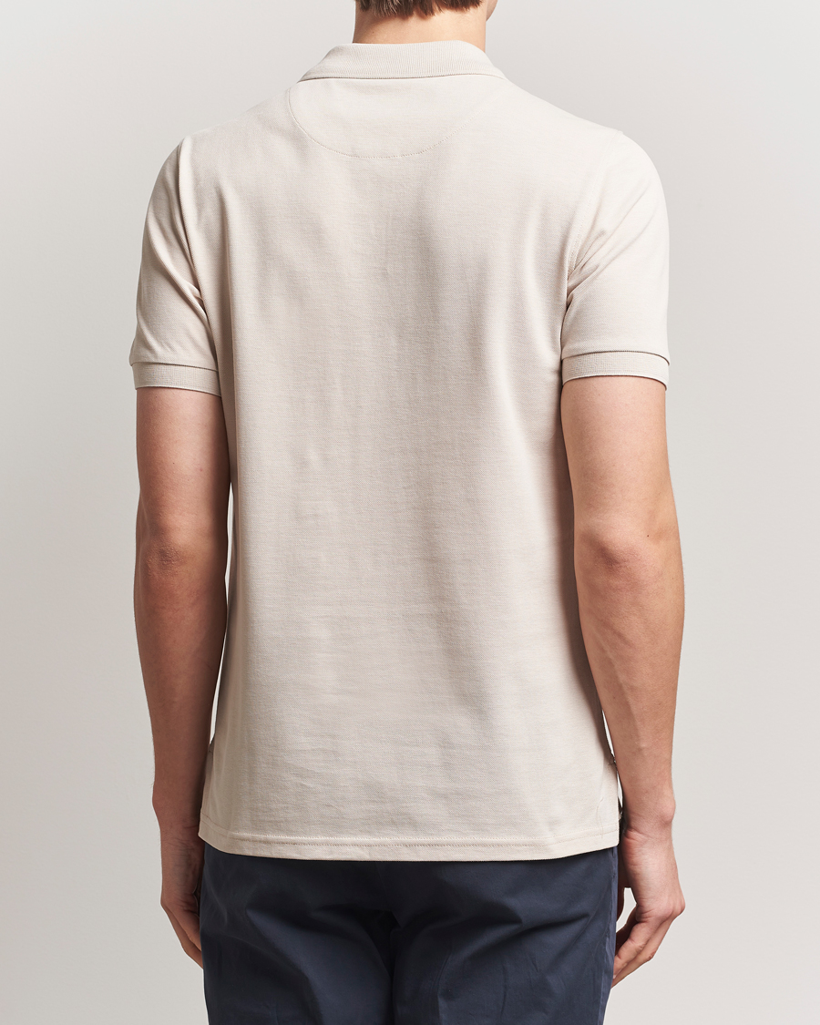 Homme | Polos | Stenströms | Organic Cotton Piquet Polo Shirt Beige