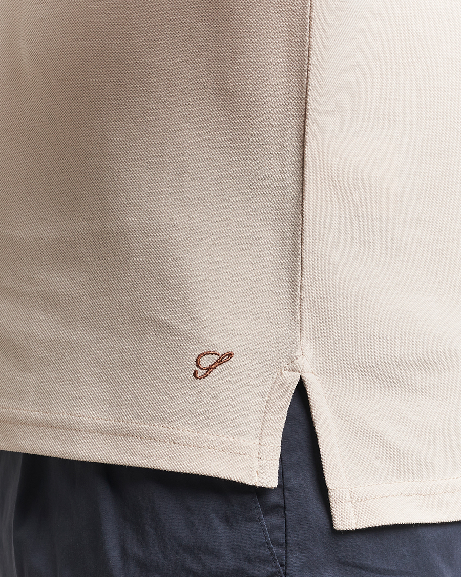 Homme | Polos | Stenströms | Organic Cotton Piquet Polo Shirt Beige