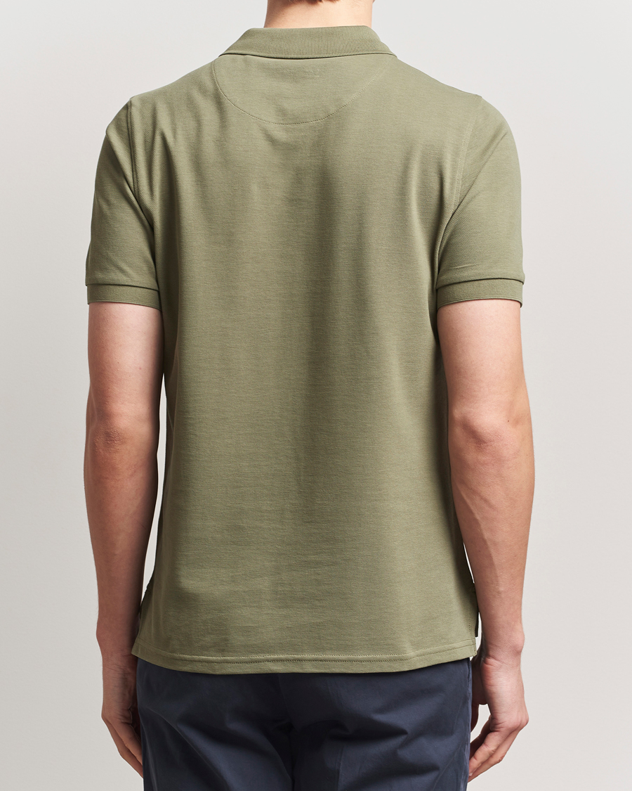 Homme | Polos | Stenströms | Organic Cotton Piquet Polo Shirt Olive