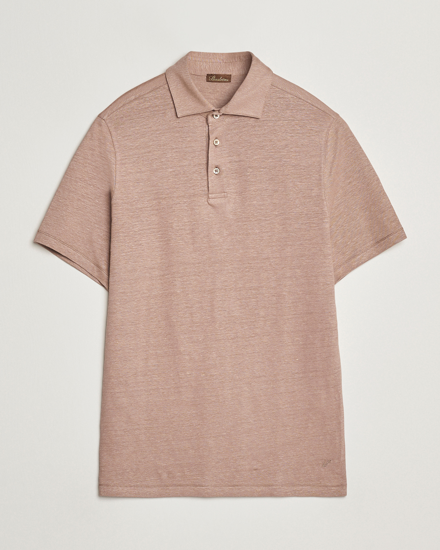 Homme | Polos | Stenströms | Linen Polo Shirt Light Brown