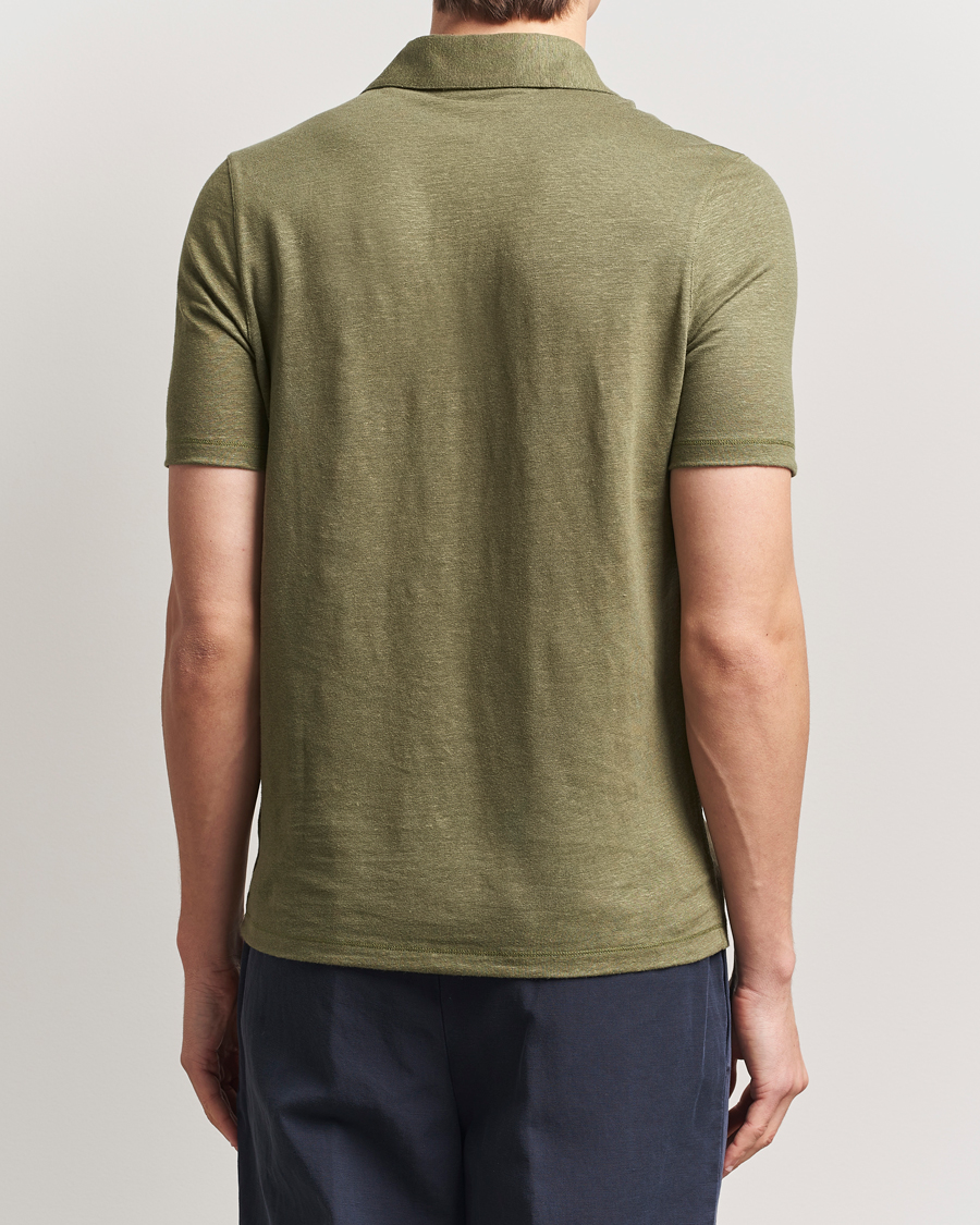 Homme | Polos | Stenströms | Linen Polo Shirt Olive