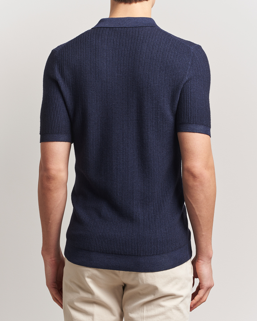 Homme | Polos | Stenströms | Structured Merino Knitted Polo Navy