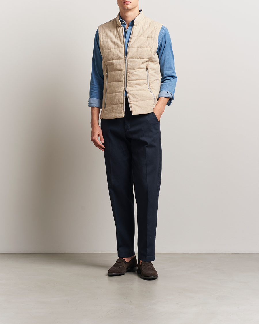 Homme | Manteaux Et Vestes | Stenströms | Linen/Alcantar Vest Beige