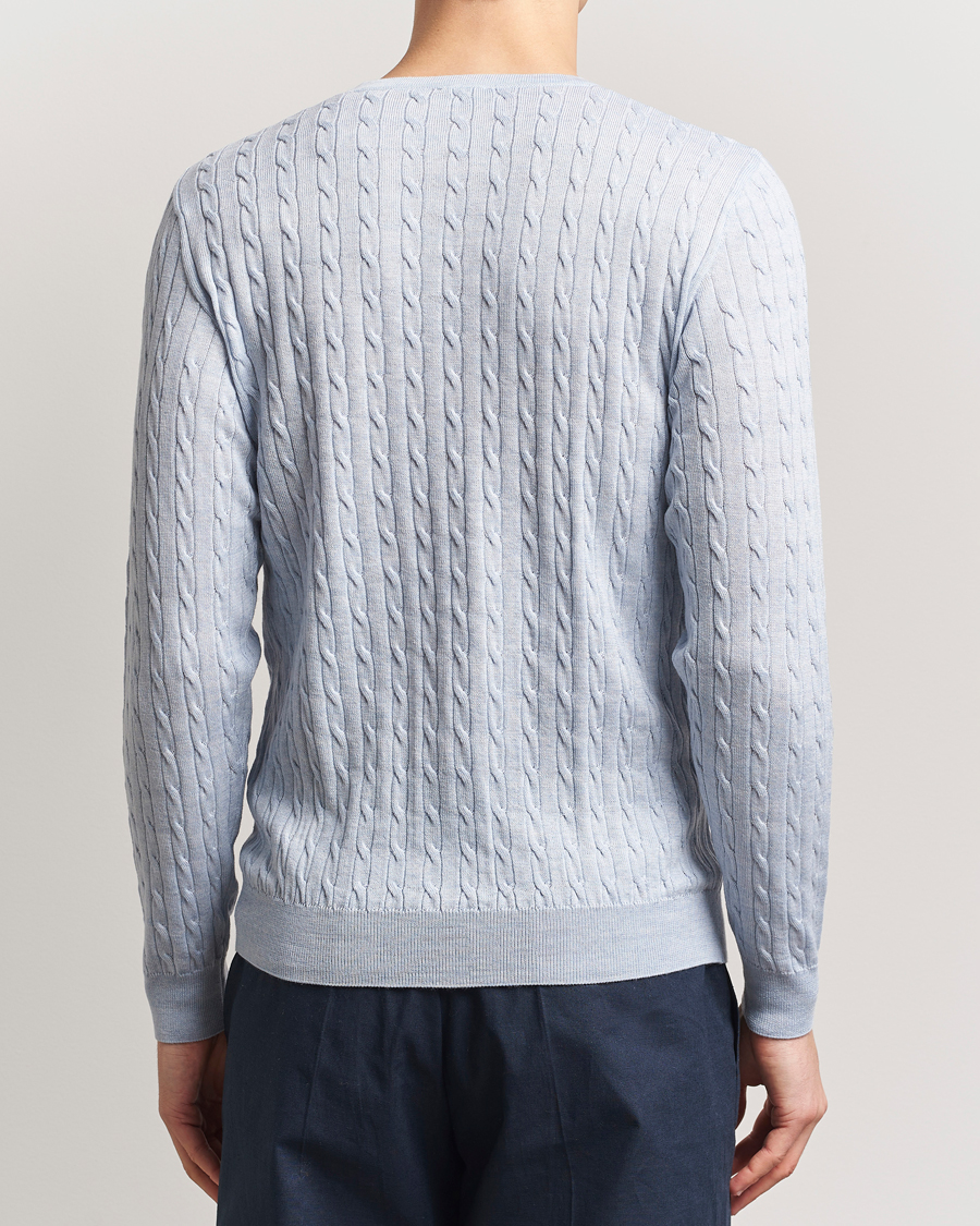 Homme | Pulls Et Tricots | Stenströms | Merino Cable Crew Neck Light Blue