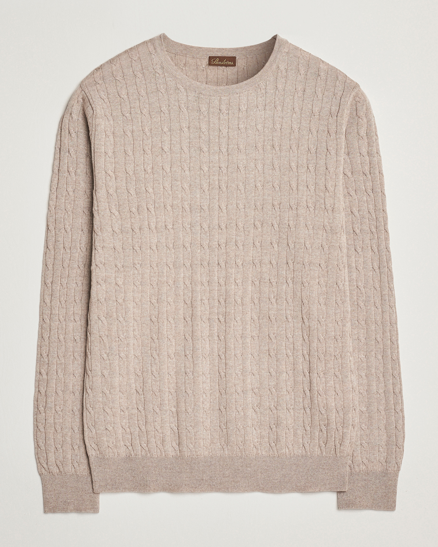 Homme | Pulls Et Tricots | Stenströms | Merino Cable Crew Neck Beige