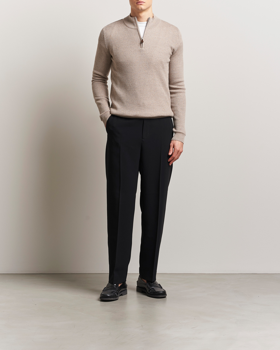 Homme | Pulls Et Tricots | Stenströms | Knitted Textured Half-Zip Beige