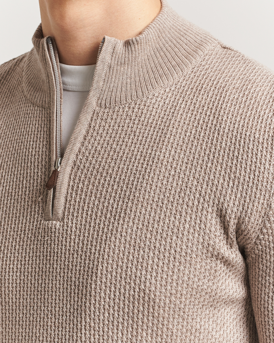 Homme | Pulls Et Tricots | Stenströms | Knitted Textured Half-Zip Beige