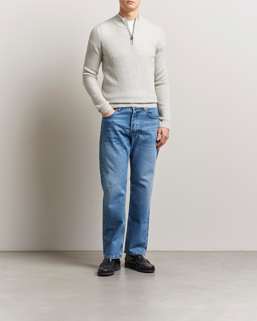 Homme | Pulls Et Tricots | Stenströms | Knitted Textured Half-Zip Grey
