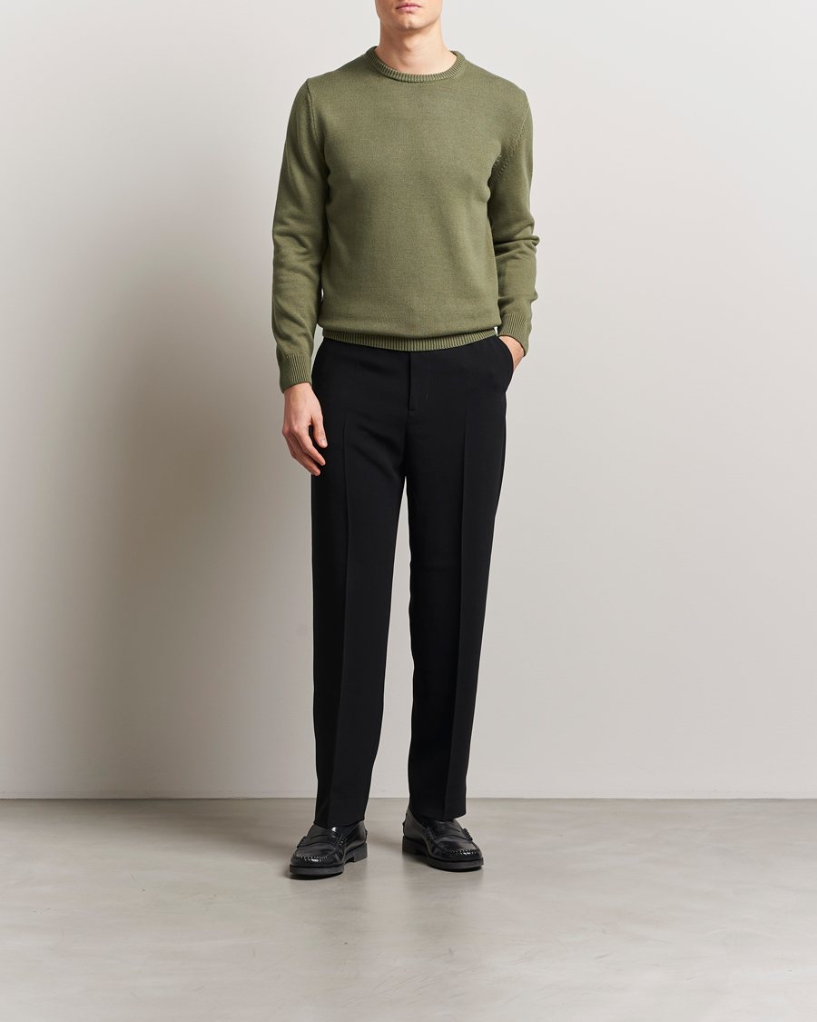 Homme | Pulls Et Tricots | Stenströms | Organic Cotton Knitted Sweater Olive