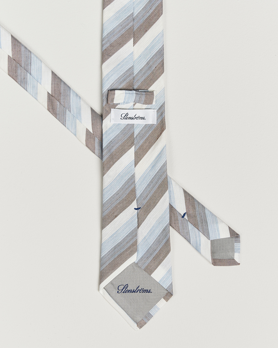 Homme | Stenströms Silk/Linen Mutli Striped Tie Brown | Stenströms | Silk/Linen Mutli Striped Tie Brown