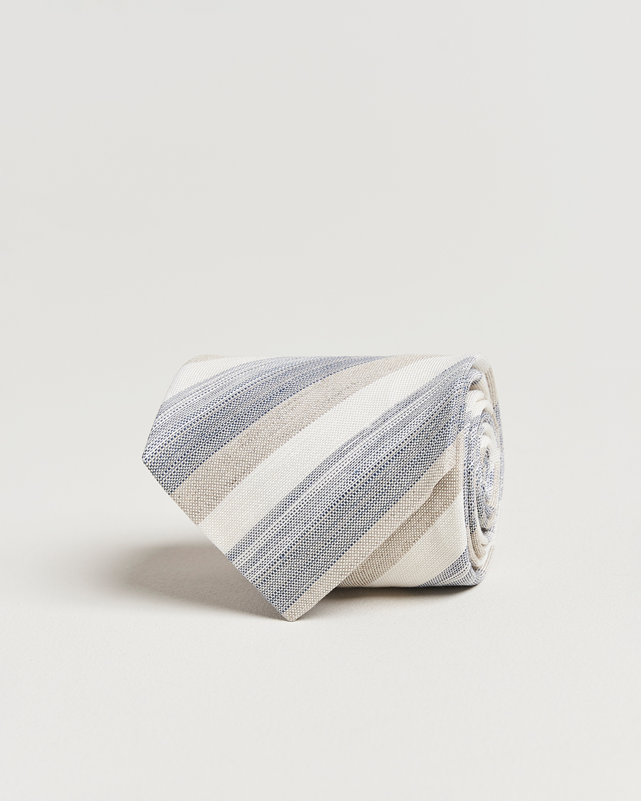Homme | Stenströms Silk/Linen Mutli Striped Tie Beige | Stenströms | Silk/Linen Mutli Striped Tie Beige