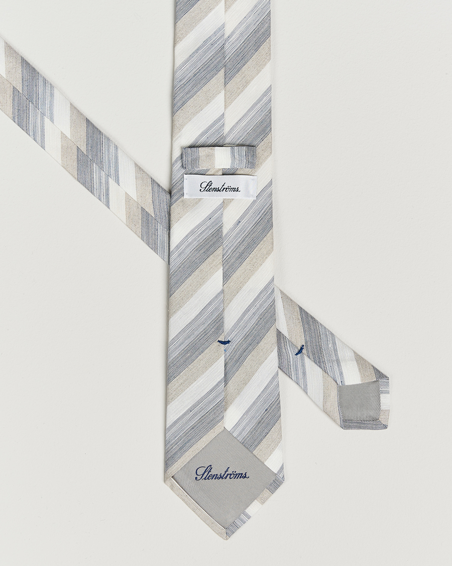 Homme | Stenströms Silk/Linen Mutli Striped Tie Beige | Stenströms | Silk/Linen Mutli Striped Tie Beige