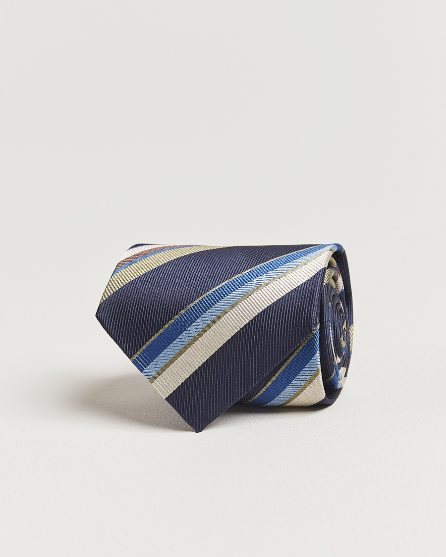 Homme | Stenströms Striped Silk Tie Navy | Stenströms | Striped Silk Tie Navy