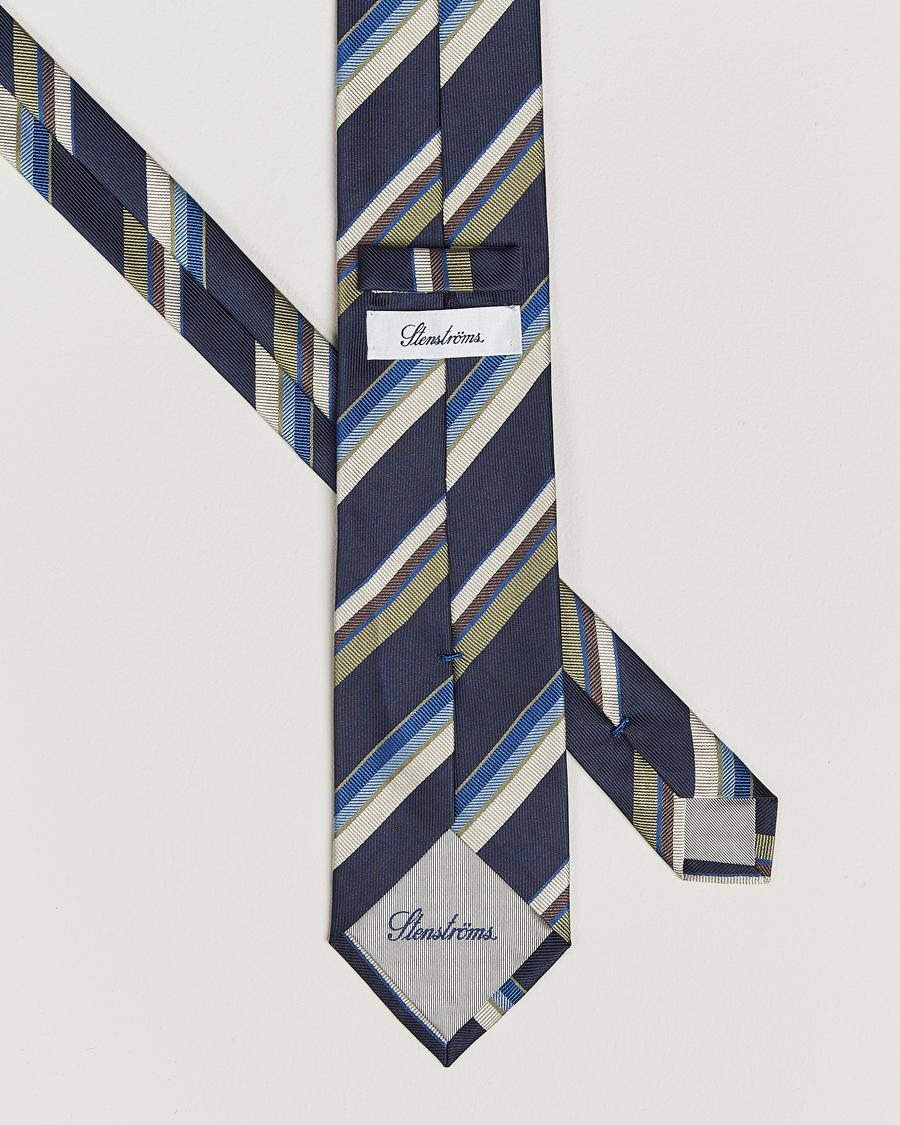 Homme | Stenströms Striped Silk Tie Navy | Stenströms | Striped Silk Tie Navy