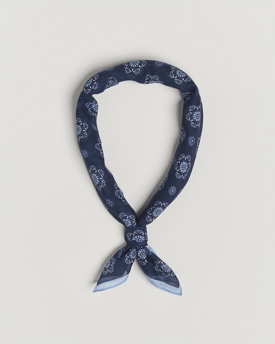 Homme | Stenströms Printed Cotton Bandana Navy | Stenströms | Printed Cotton Bandana Navy
