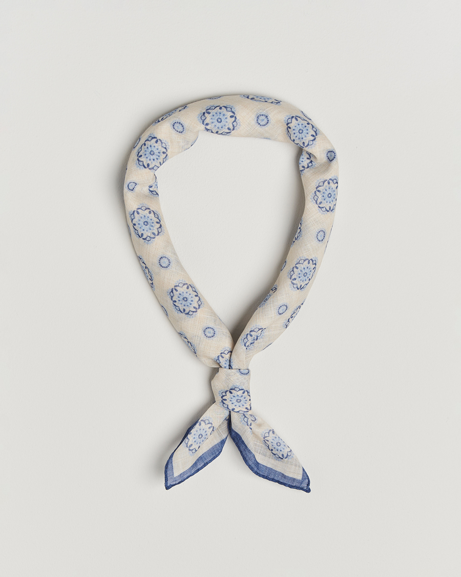 Homme | Stenströms Printed Cotton Bandana White | Stenströms | Printed Cotton Bandana White