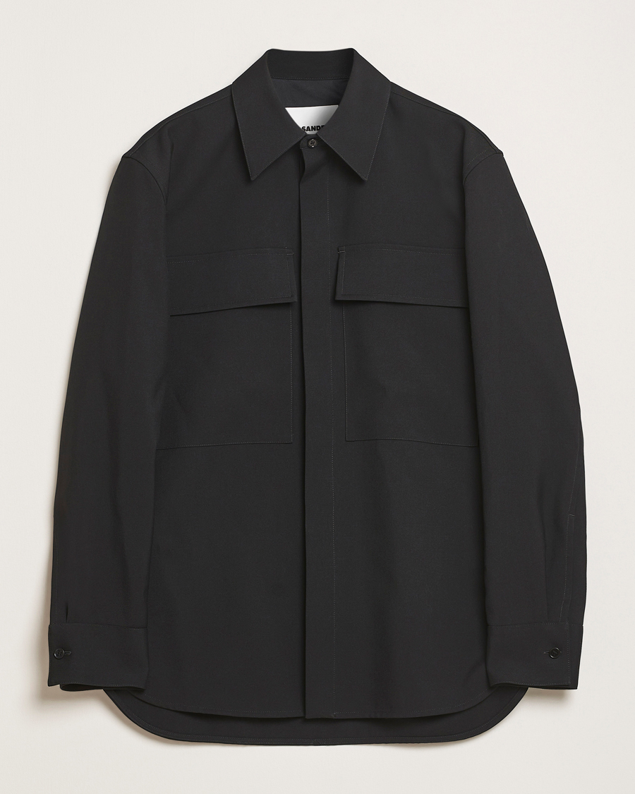 Homme | Chemises | Jil Sander | Double Pocket Gabardine Overshirt Black