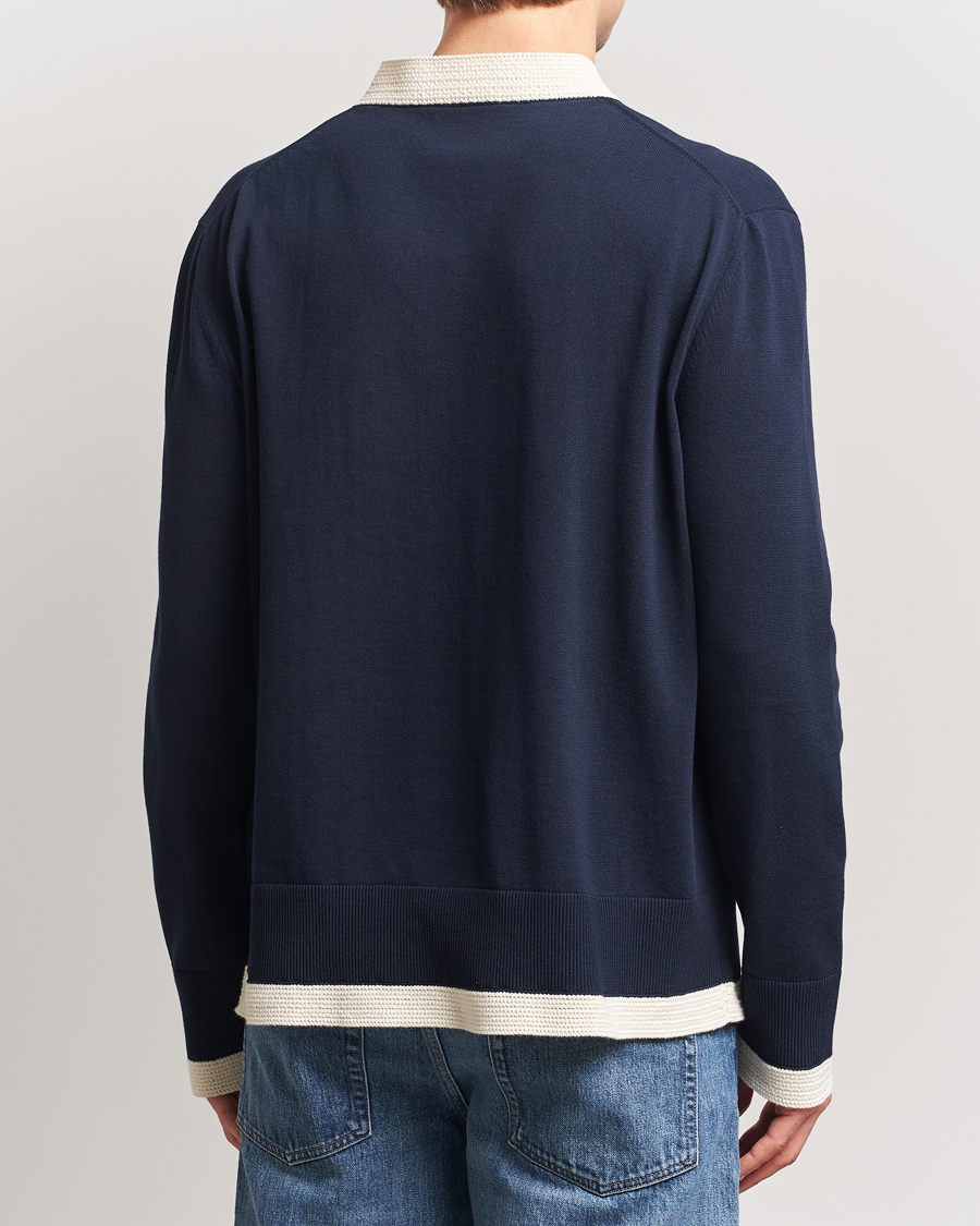 Homme | Pulls Et Tricots | Jil Sander | Contrast Trim V-Neck Sweater Navy