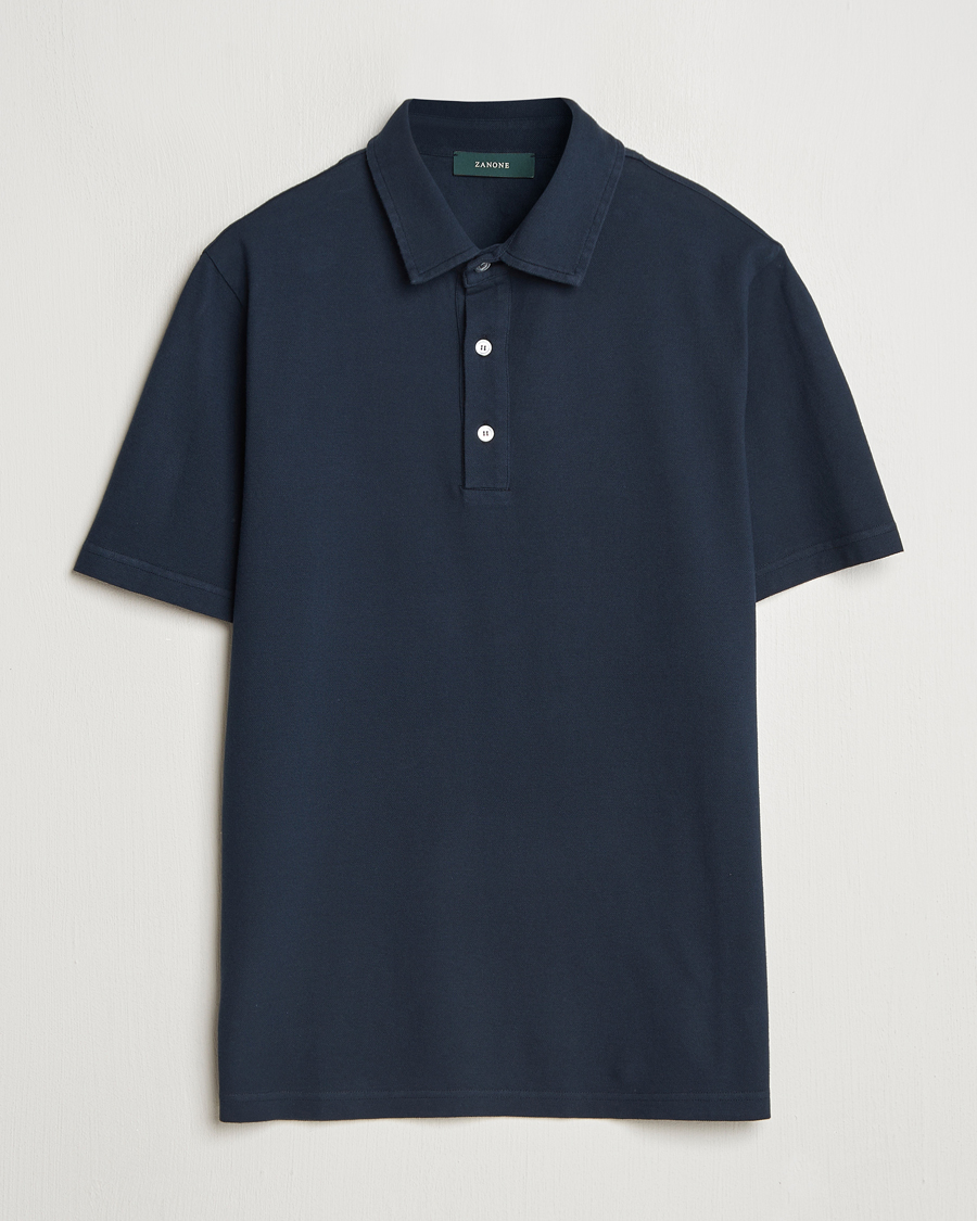 Homme | Polos | Zanone | Soft Cotton Piquet Polo Navy
