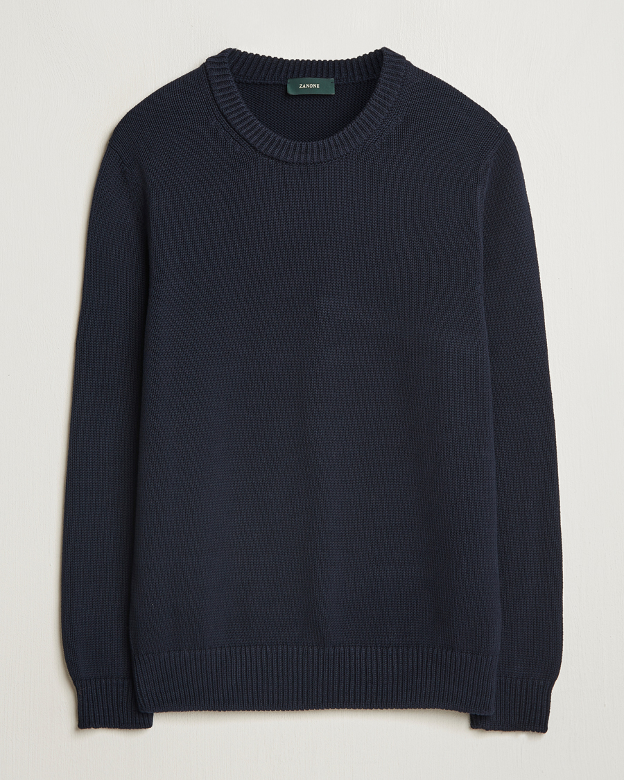 Homme | Pulls Et Tricots | Zanone | Soft Cotton Crewneck Sweater Navy