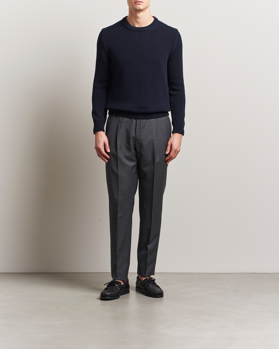 Homme | Pulls Et Tricots | Zanone | Soft Cotton Crewneck Sweater Navy