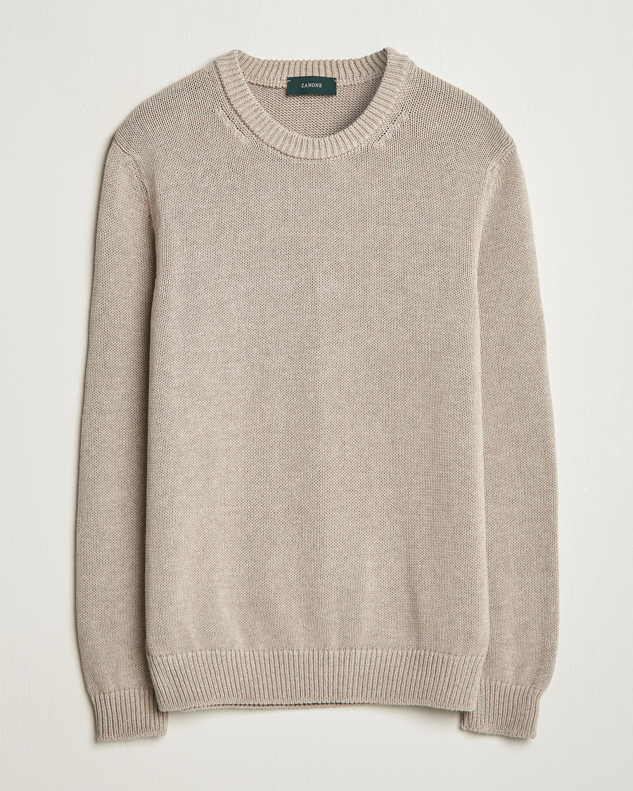 Homme | Pulls Et Tricots | Zanone | Soft Cotton Crewneck Sweater Beige