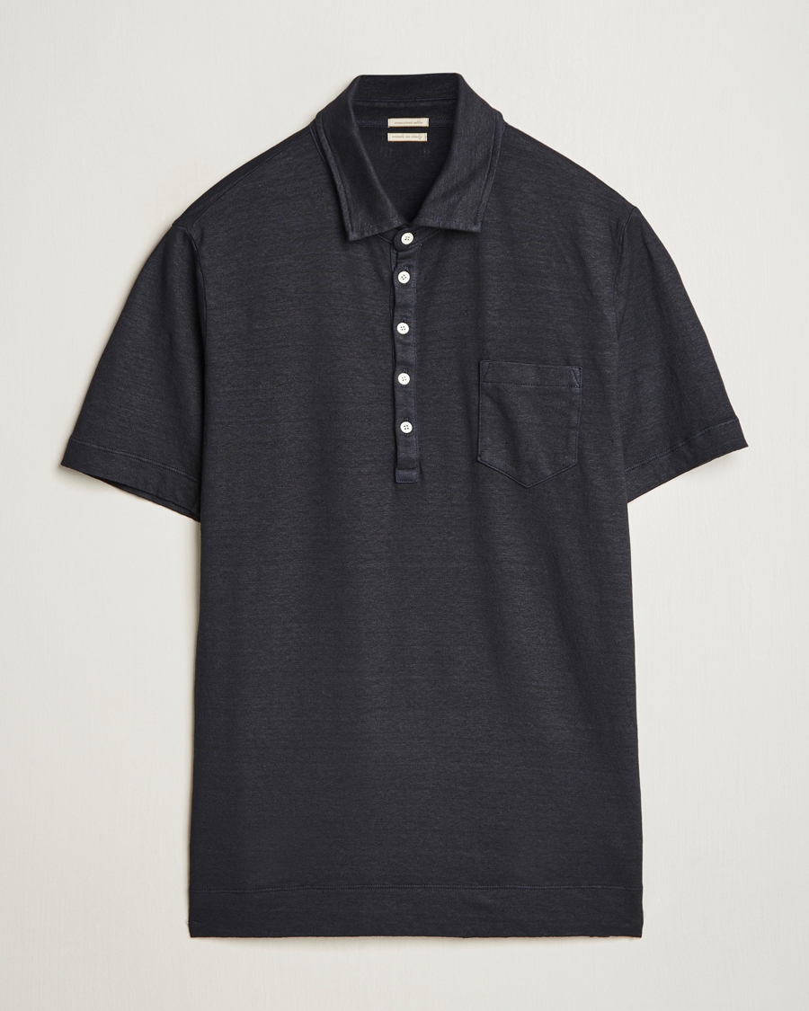 Homme | Polos | Massimo Alba | Filicudi Cotton/Linen Polo Navy
