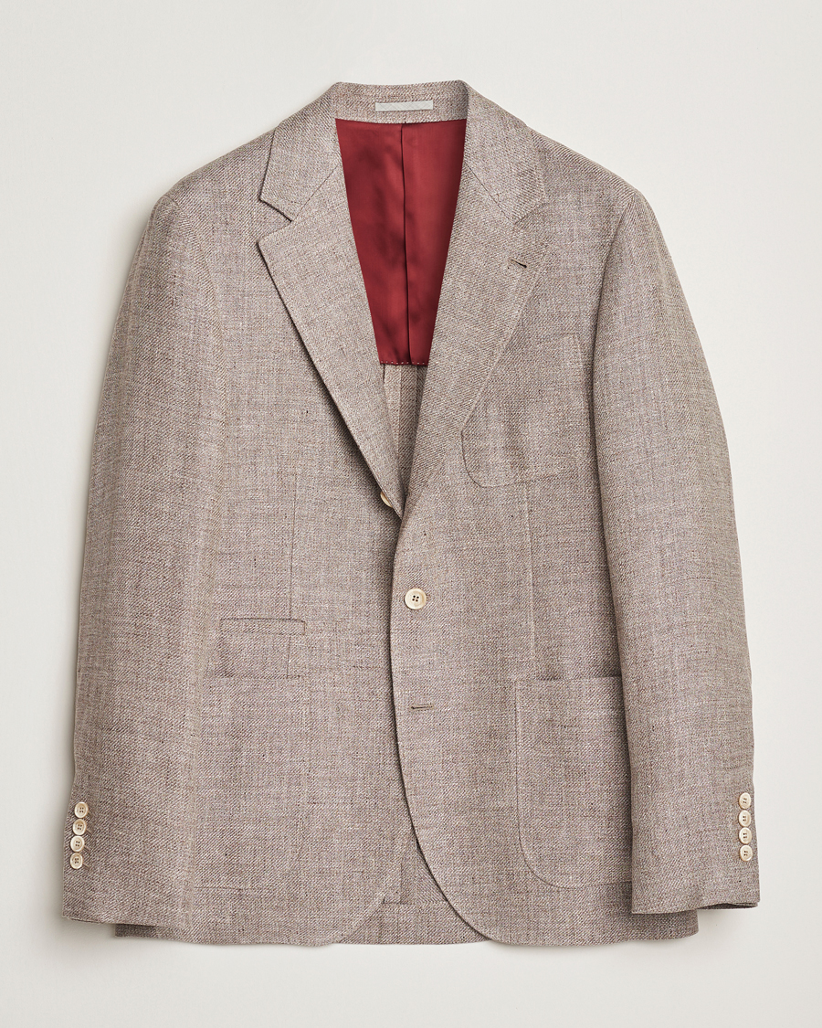 Homme | Blazers | Brunello Cucinelli | Single Breasted Linen Blend Twill Blazer Beige