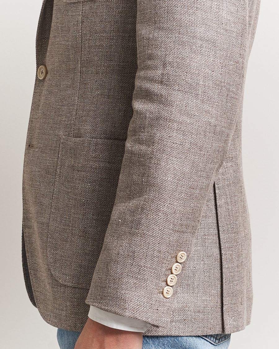 Homme | Blazers | Brunello Cucinelli | Single Breasted Linen Blend Twill Blazer Beige