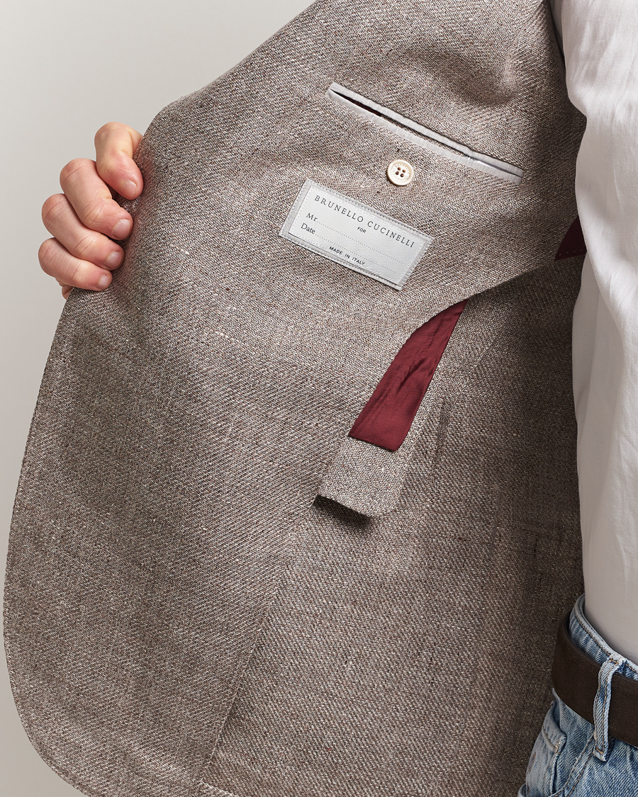Homme | Blazers | Brunello Cucinelli | Single Breasted Linen Blend Twill Blazer Beige