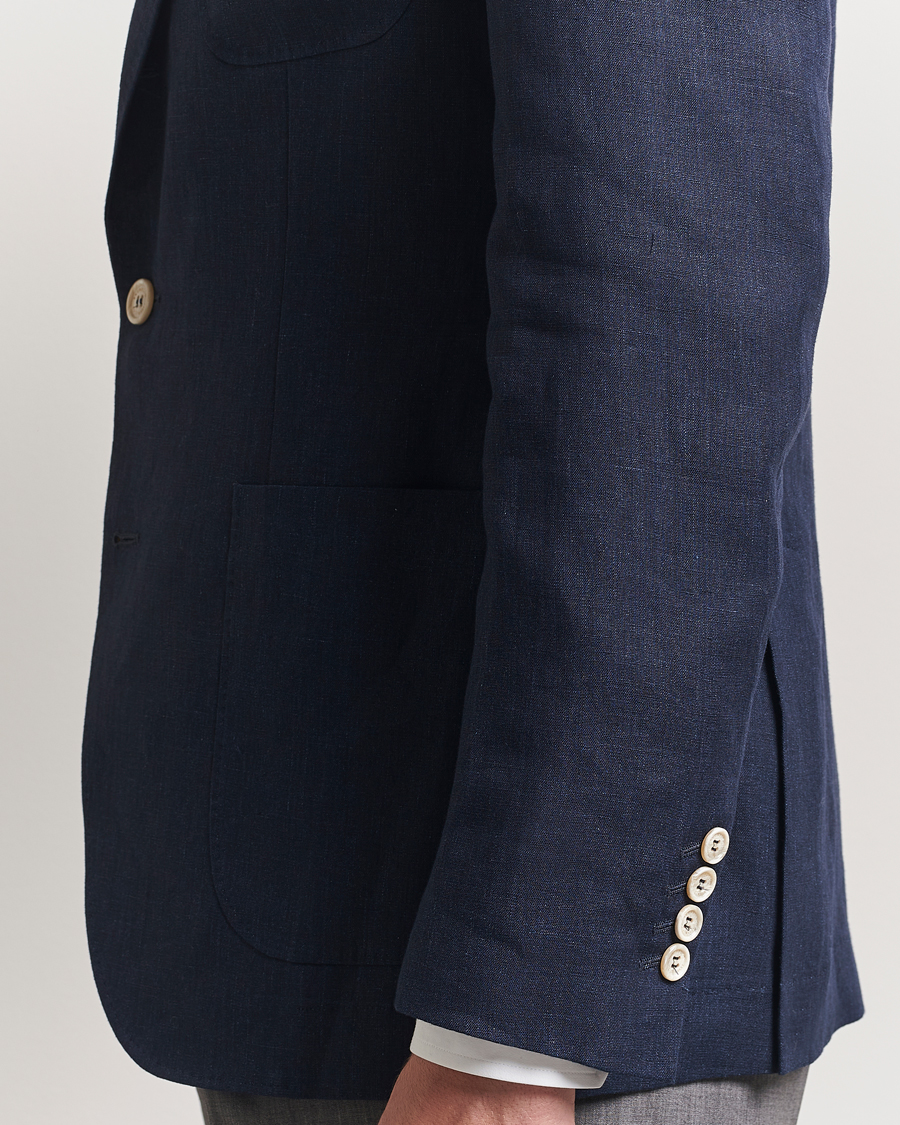 Homme | Blazers | Brunello Cucinelli | Single Breasted Linen Blazer Navy