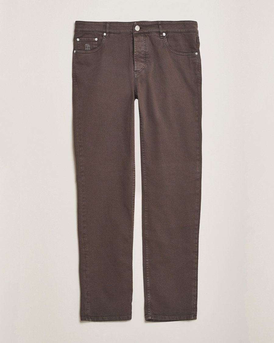 Homme | Pantalons | Brunello Cucinelli | Slim Fit Bull Denim Pants Dark Brown