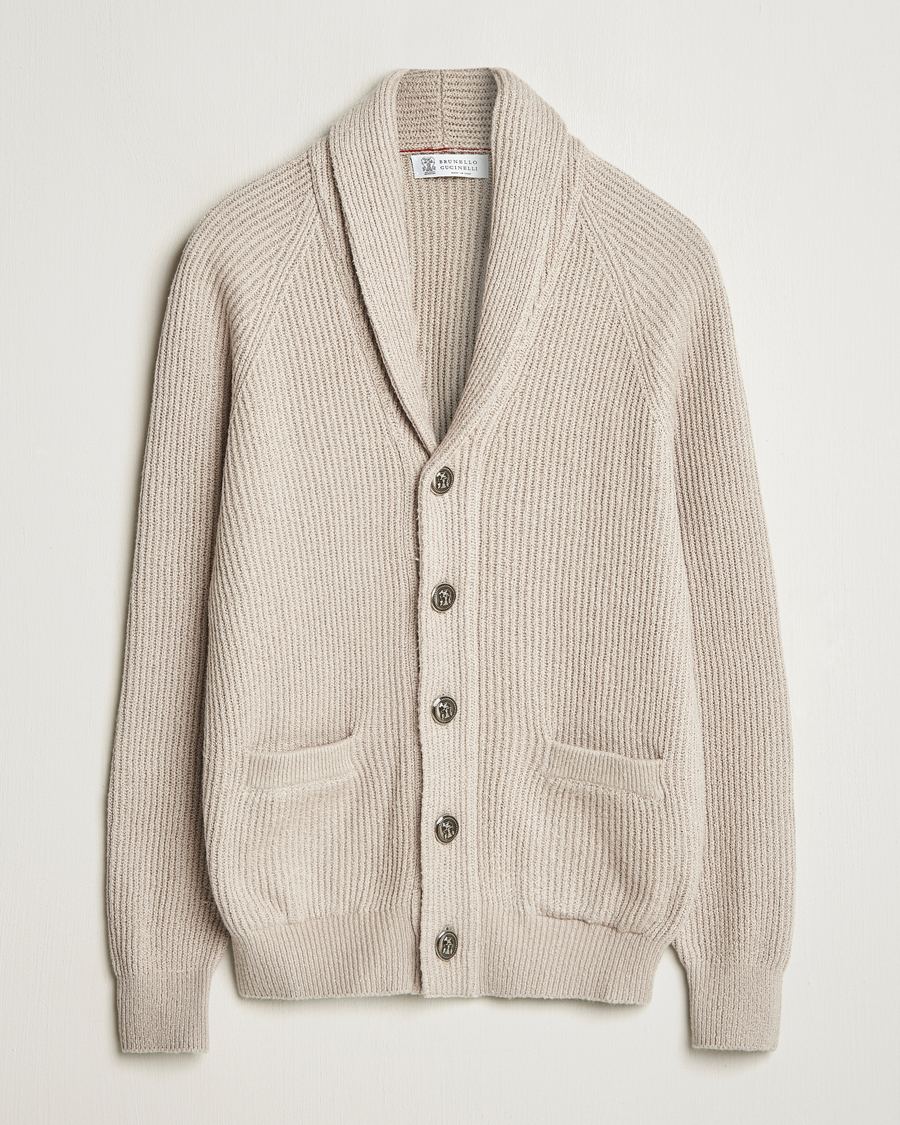 Homme | Pulls Et Tricots | Brunello Cucinelli | Heavy Rib Shawl Cardigan Beige