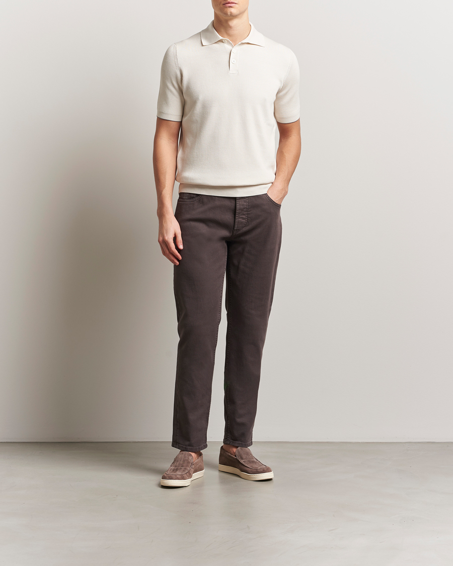 Homme | Polos | Brunello Cucinelli | Cotton Rib Knitted Polo Off White