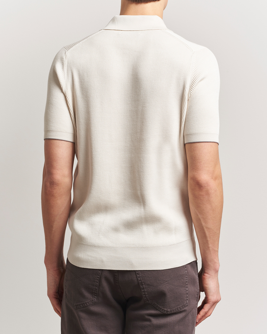 Homme | Polos | Brunello Cucinelli | Cotton Rib Knitted Polo Off White