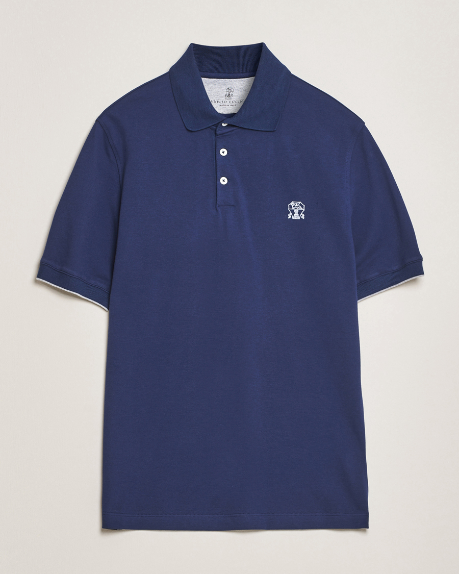 Homme | Polos | Brunello Cucinelli | Short Sleeve Logo Polo Navy