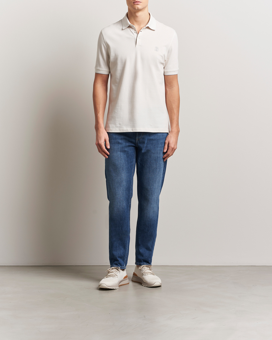 Homme | Polos | Brunello Cucinelli | Short Sleeve Logo Polo Off White