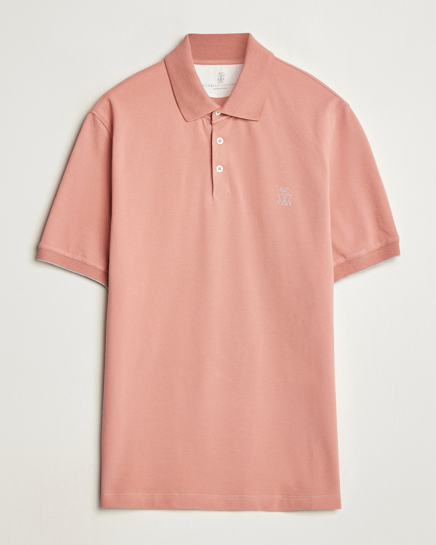 Homme | Polos | Brunello Cucinelli | Short Sleeve Logo Polo Dusty Red