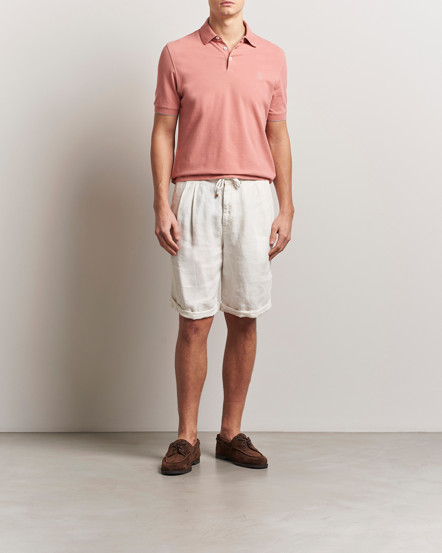 Homme | Polos | Brunello Cucinelli | Short Sleeve Logo Polo Dusty Red