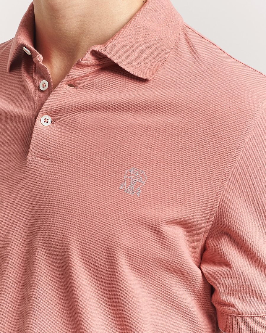 Homme | Polos | Brunello Cucinelli | Short Sleeve Logo Polo Dusty Red