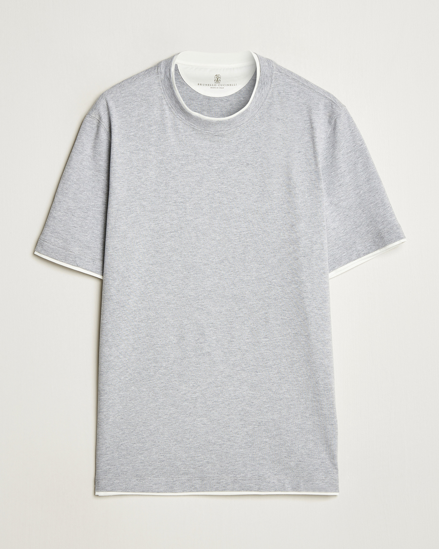 Homme | T-shirts | Brunello Cucinelli | Short Sleeve Contrast T-Shirt Heather Grey