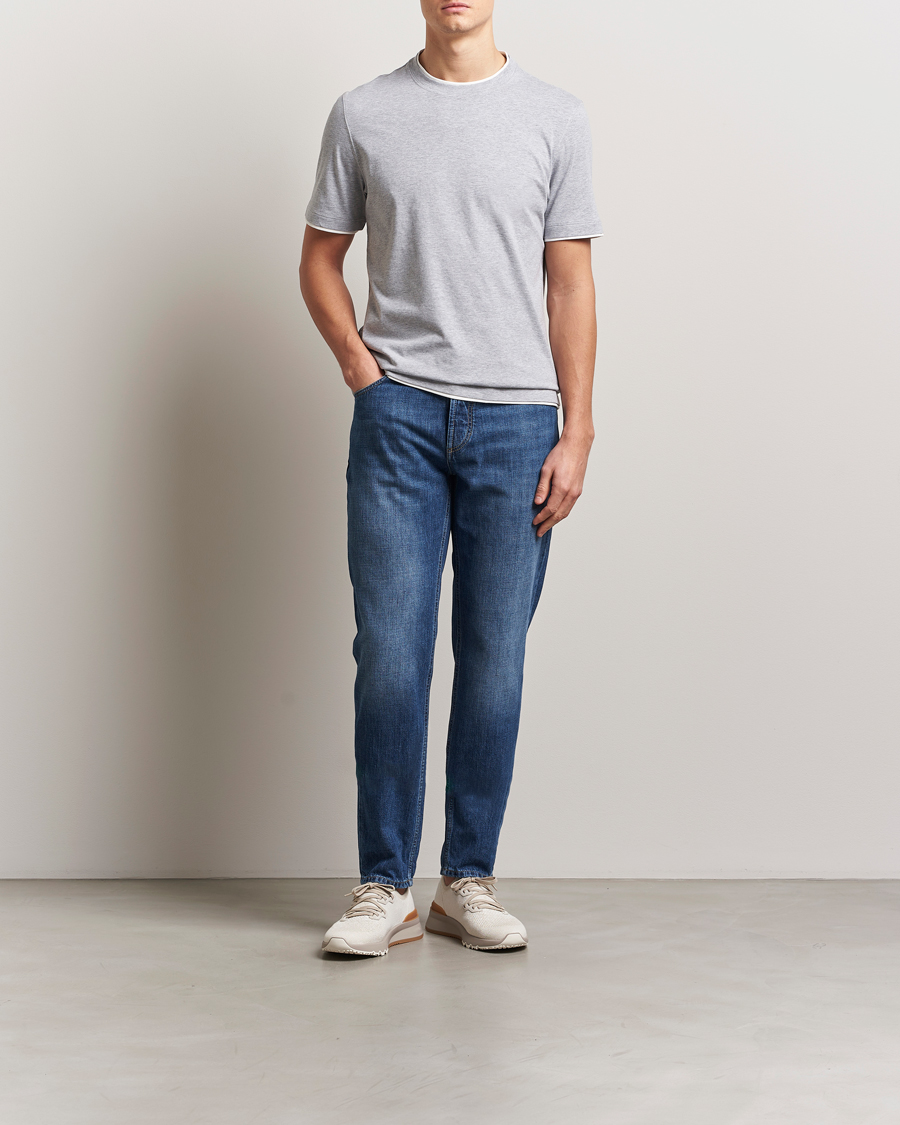 Homme | T-shirts | Brunello Cucinelli | Short Sleeve Contrast T-Shirt Heather Grey