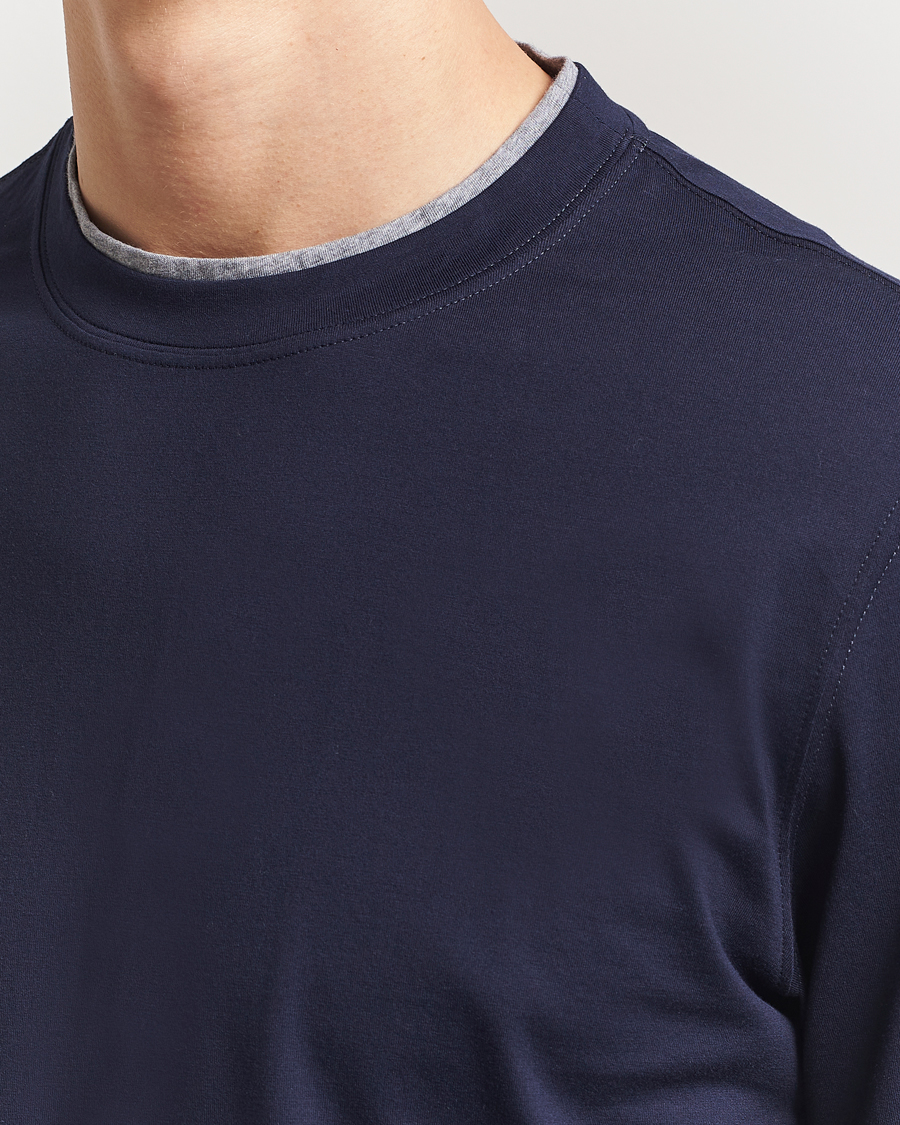 Homme | T-shirts | Brunello Cucinelli | Short Sleeve Contrast T-Shirt Navy