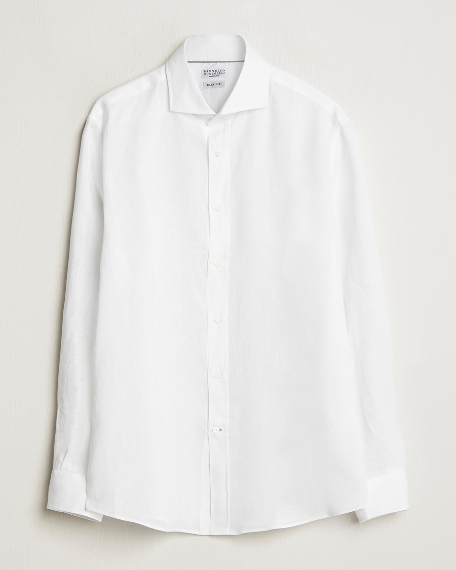Homme | Chemises | Brunello Cucinelli | Easy Fit Linen Shirt White