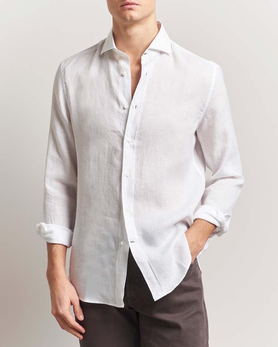 Homme | Chemises | Brunello Cucinelli | Easy Fit Linen Shirt White