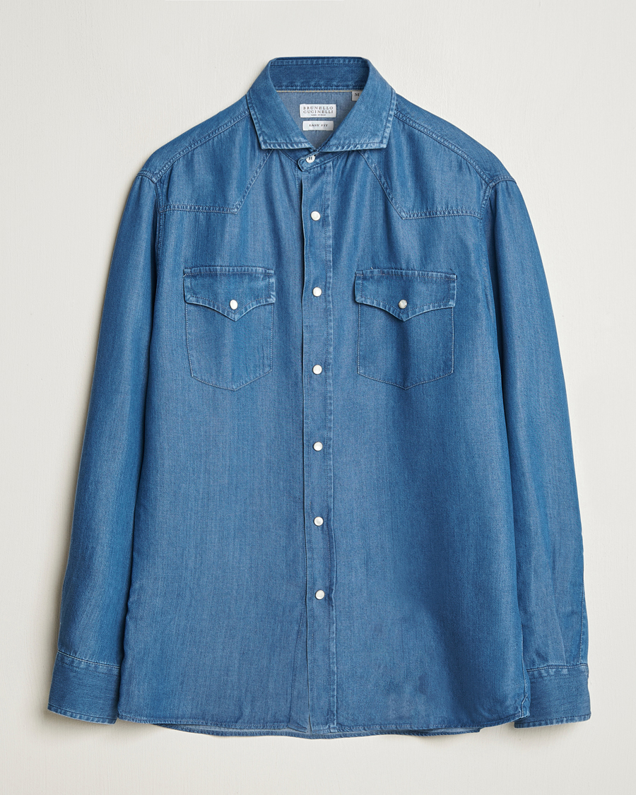 Homme | Chemises | Brunello Cucinelli | Denim Western Shirt Navy